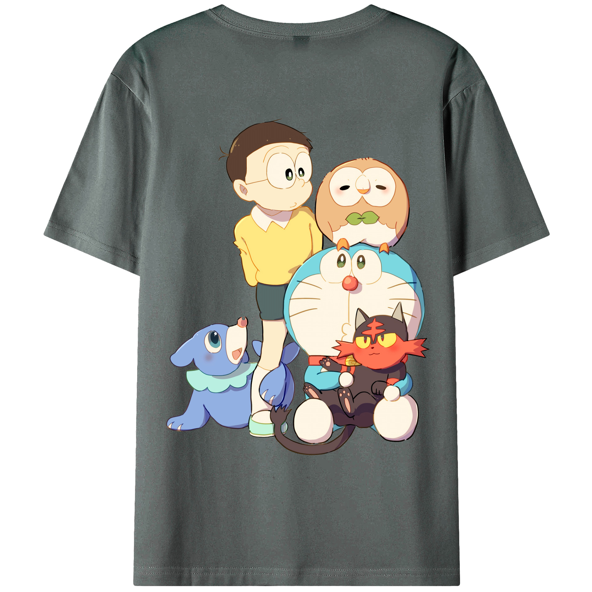 （画像用） ドラえもん Doraemon 綿100％ メンズ半袖Tシャツ（バックプリント） 通気性